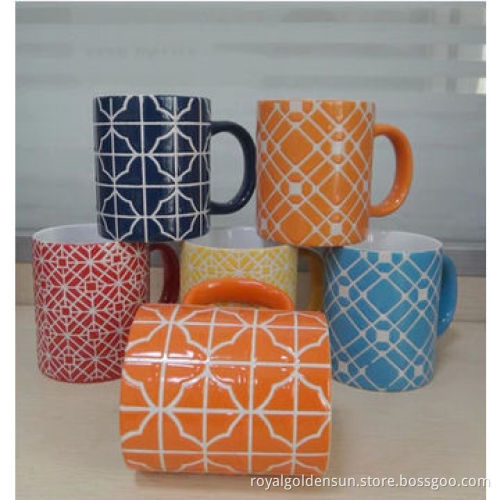 stoneware ceramic mugs with colored glaze